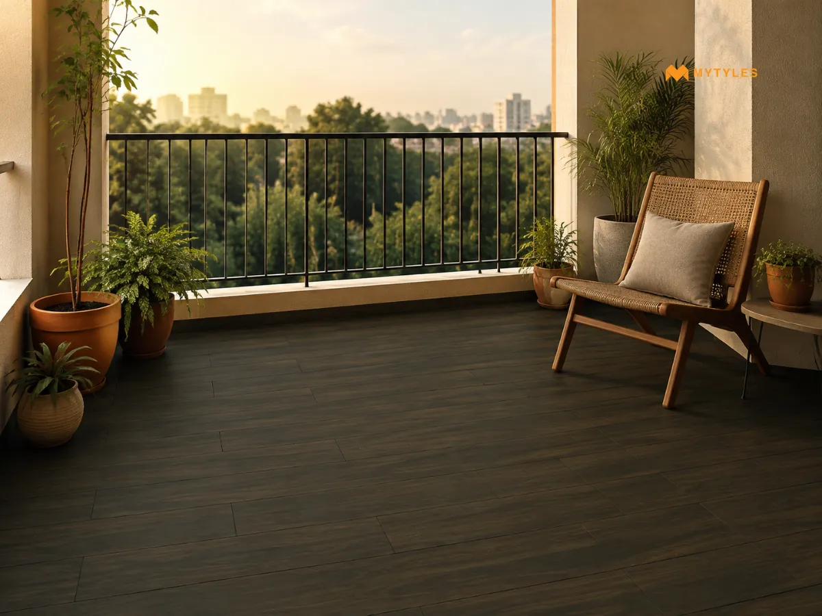 Wooden Plank Tile In Balcony Floor Tile